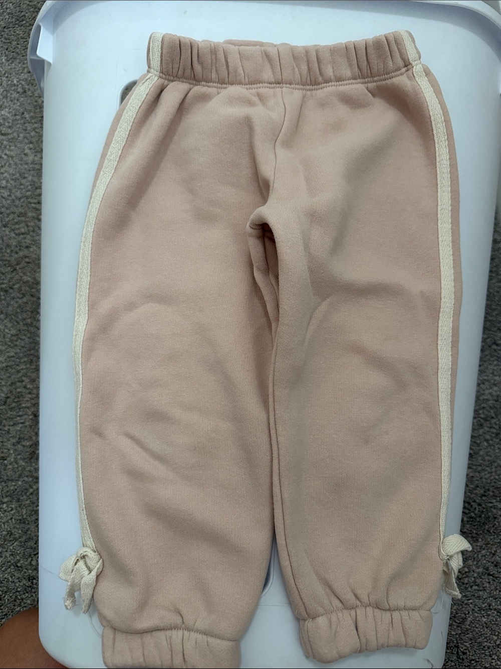 Zara Pink-Beige Kids Sweatpants with Side Stripe
